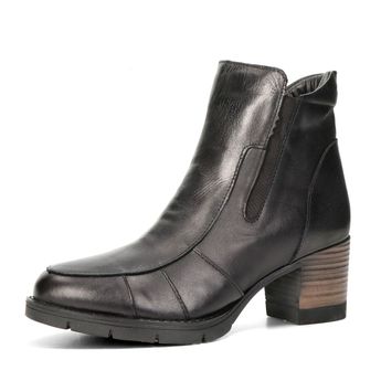 Robel dámske kožené členkové topánky na zips - čierne