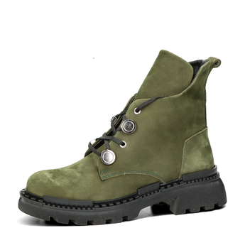 ETIMEĒ dámske nubukové členkové topánky - zelené