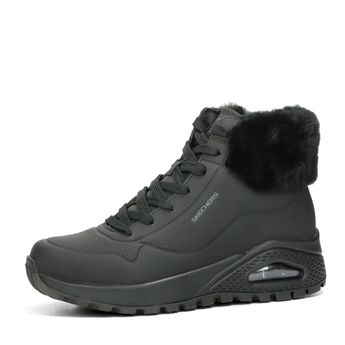 Skechers dámske zimné členkové topánky s kožušinou - čierne